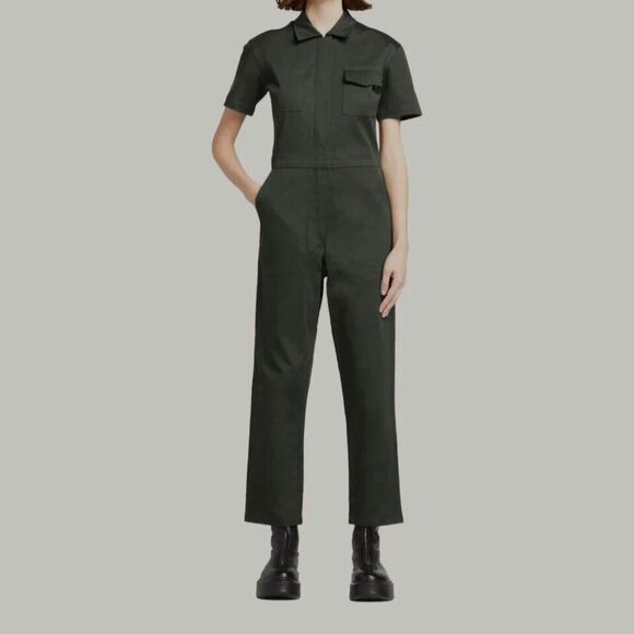 Rivet Utility Worker Jumpsuit Womens Small Green Short Sleeve Stretch Coveralls - Picture 1 of 12
